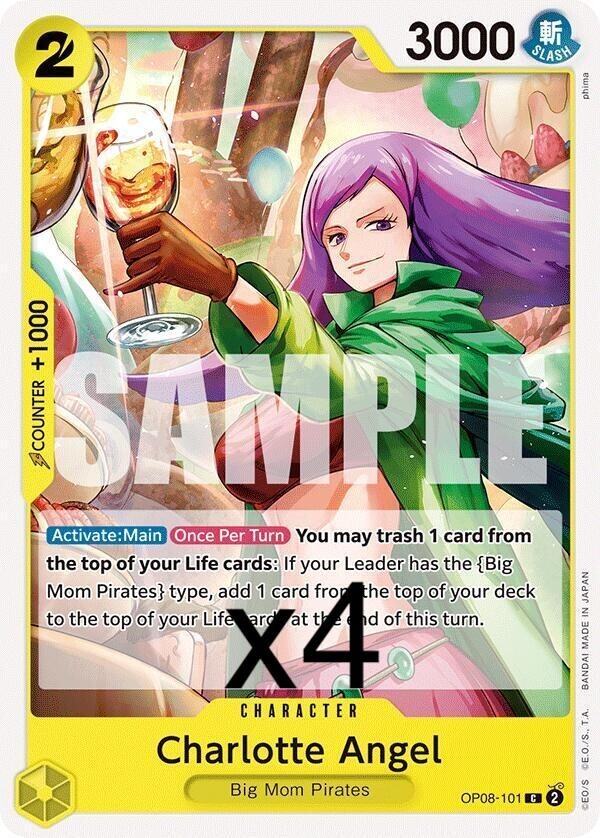 4X One Piece Card Game Charlotte Angel OP08-101 Common NM