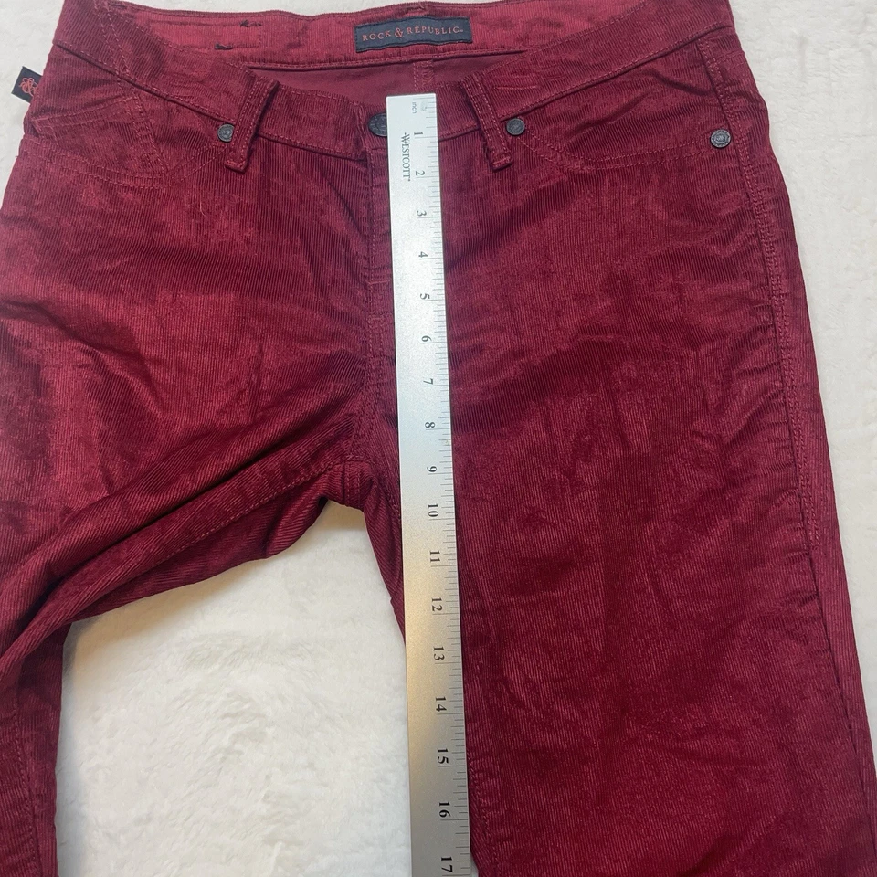 Pantalones ajustados para mujer Rock & Republic Berlin pana felpa granate rojo talla 10M Foto 3 de 4