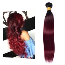 Bundle Straight Human Hair T1B/99J 15A Unprocessed Brazilian Virgin No Shedding
