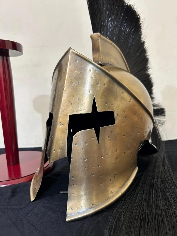 Fantasia de filme Spartan Warrior capacete danificado Rei Leônidas 300 para cosplay adereço - Imagem 3 de 4