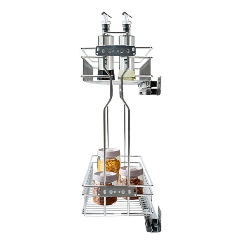 2 Layers Pull Out Cabinet Organizer Stand Kitchen Cookware Storage Rack Holder - Picture 4 of 14