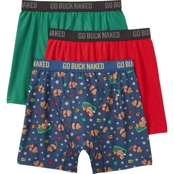 Duluth Trading Co Men's Boxer Briefs 3 Piece Set Sleigh Ride 32816