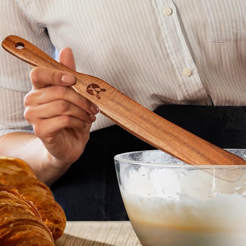 Wooden Skinny Spurtle, 10.9" Bread Mixing Stirring Stick For Sourdough Starter - Picture 3 of 10