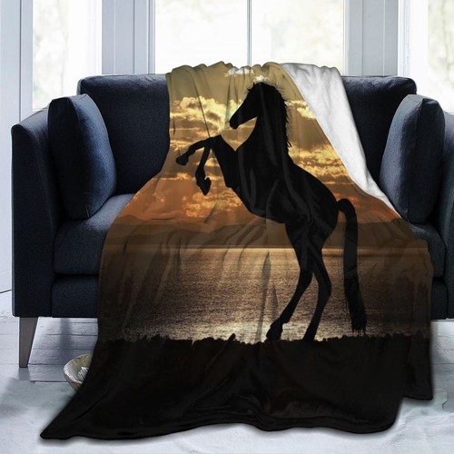 Horse Unicorn Comfy Flannel Bedspread Sofa Throw Blanket Holiday Birthday Gift - Picture 4 of 16