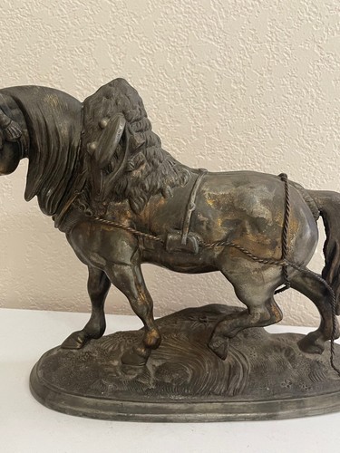 Vintage Antique Spelter Metal Sculpture Statue of Horse Trotting - 第 3/18 張圖片