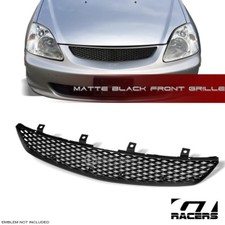 For 2002-2005 Honda Civic Si Ep3 Matte Blk Tr Mesh Front Hood Bumper Grille Abs