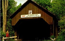 Blow Me Down Brook Covered Bridge Cornish New Hampshire VTG Chrome Postcard A42