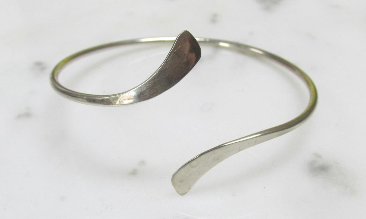 Thin Sterling Silver Wrap Design Bangle Bracelet … - image 1
