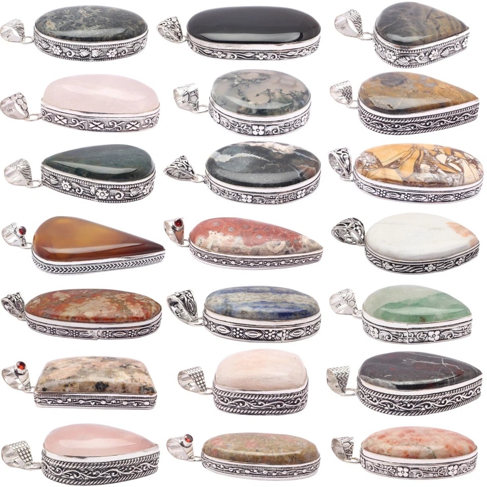 Versilbert Handmade Anhänger Halskette Schmuck für Damen 10 Stück Sortiert Menge - Bild 2 von 4