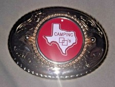 TEXAS Camping Belt Buckle!!! Says Made in USA