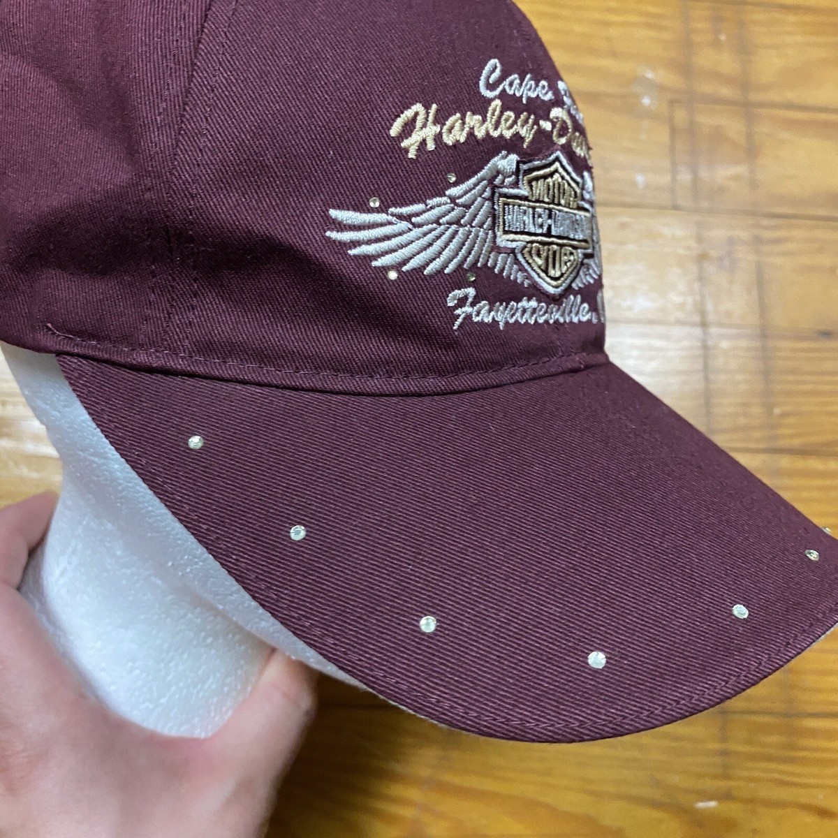 Harley Davidson Hat Adult Purple Strapback Rhinestone Cape 