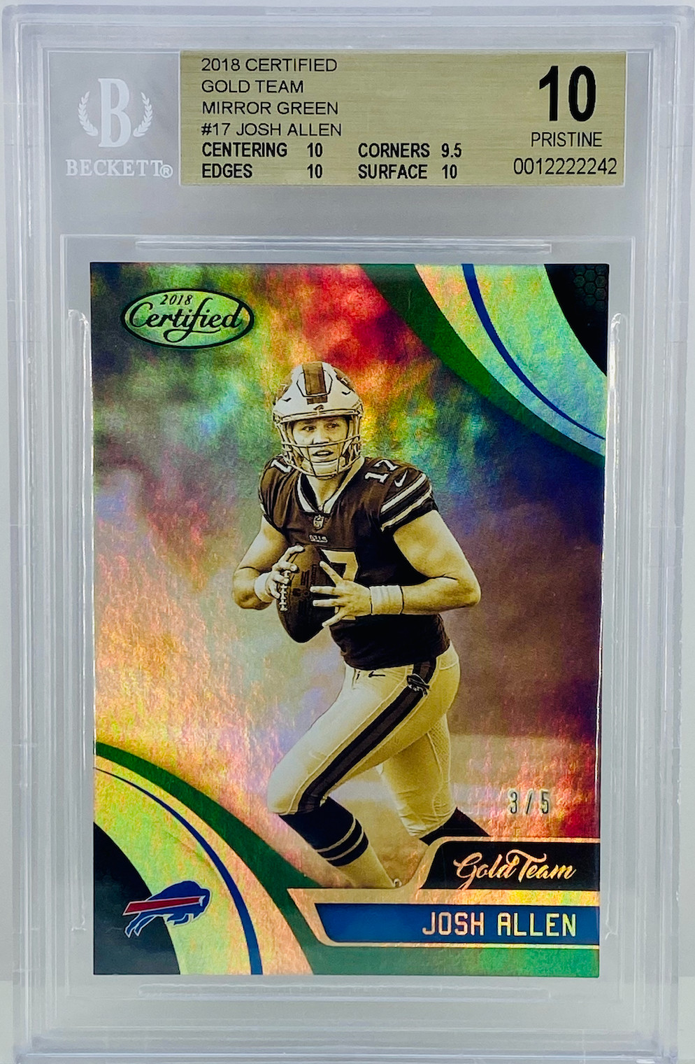 Josh Allen Panini Certified Gold Team #JOA Mirror Green