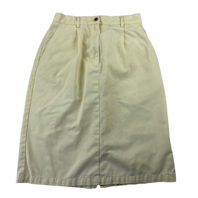 L.L. Bean Womens A Line Skirt size 4 Reg Beige Spilt back