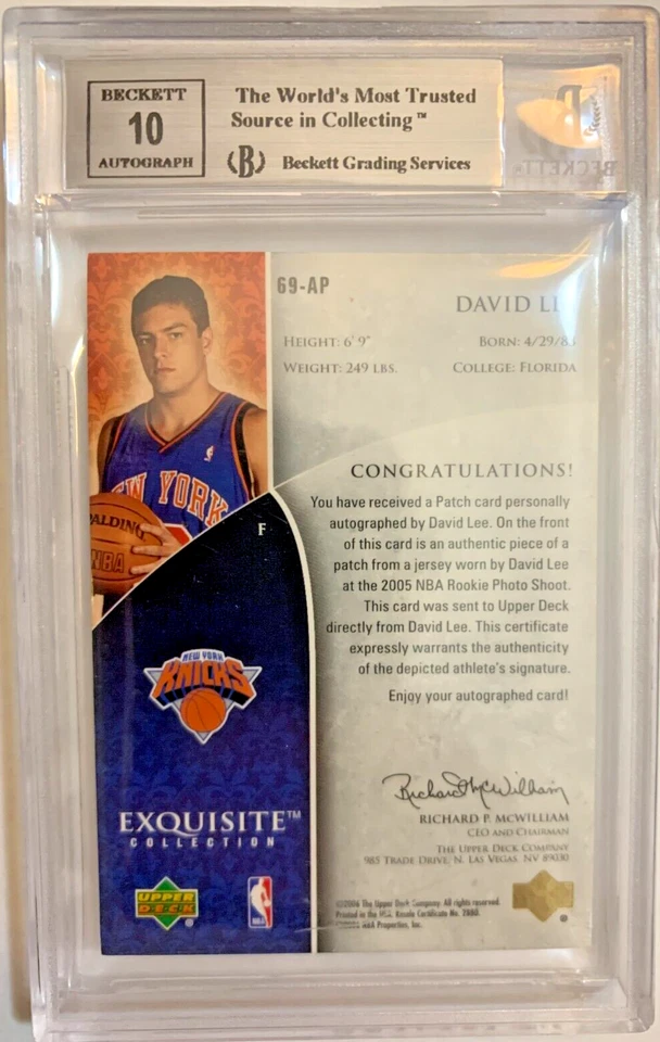 Camiseta deportiva Exquisite Collection Rookie Parallel David Lee Auto 2005-06 AU/42 #69AP Foto 2 de 2