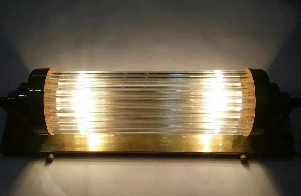 Apliques de pared vintage Art Deco de níquel latón y varilla de vidrio 1 pieza Foto 3 de 4