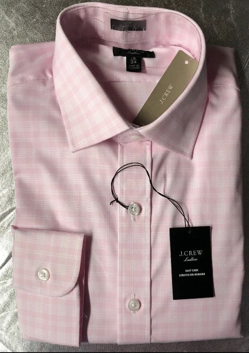 Men’s Size 15/34 Classic Fit Ludlow Easy-Care Stretch Cotton Dress  Shirt