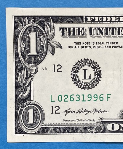 March 26, 1996 Birthday Note $1 One Dollar Bill Fancy Serial Number - Picture 4 of 5