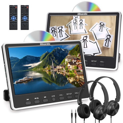 2X 12" Dual Screen IPS Car Headrest Monitor DVD Player HDMI USB SD AV IN Headset - Picture 5 of 13