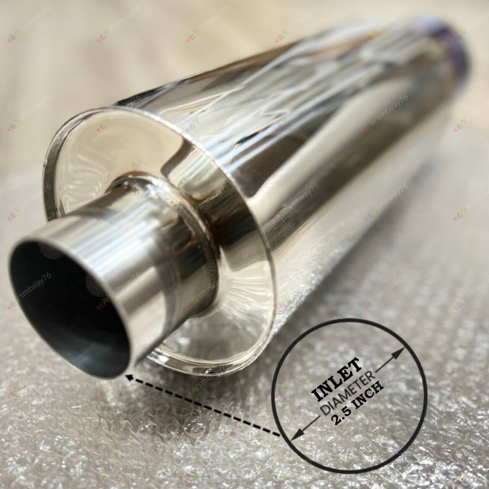 HKS Hi-Power Universal Single Exit Muffler - Titanium Tip, 2.5" Inlet, 4.0" Outlet