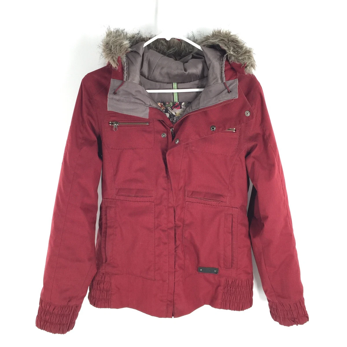250 Burton DryRide Lush Snowboard Jacket Medium Womens Burgundy Red Ski Coat M