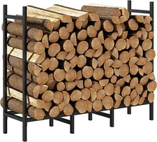 4ft Firewood Rack Holder for Fireplace Wood Storage Adjustable Stacker Stand