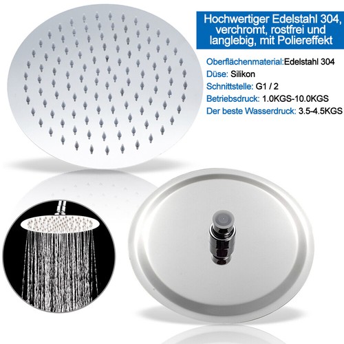 Duschkopf Edelstahl Kopfbrause Regendusche Regenbrause Brausekopf Duscharm V304+ - Bild 27 von 40