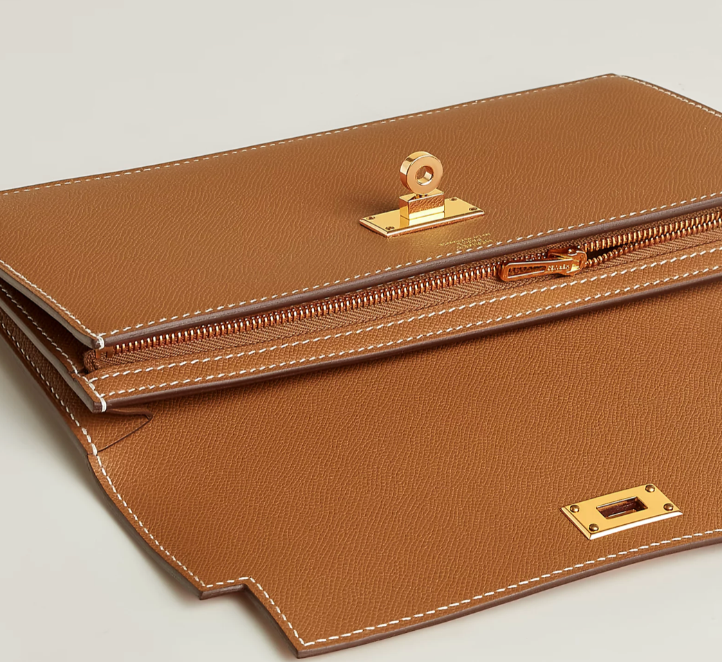 New HERMES Kelly Pocket Long Wallet Gold Hardware GHW Madame