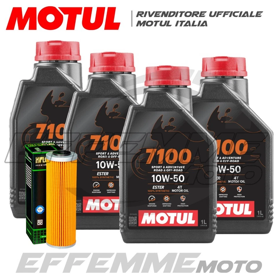 MOTUL + HIFLO Tagliando KTM Super Duke 1290 R 2014-2020 (4 MOTUL 7100 10W50 + Filtro olio)