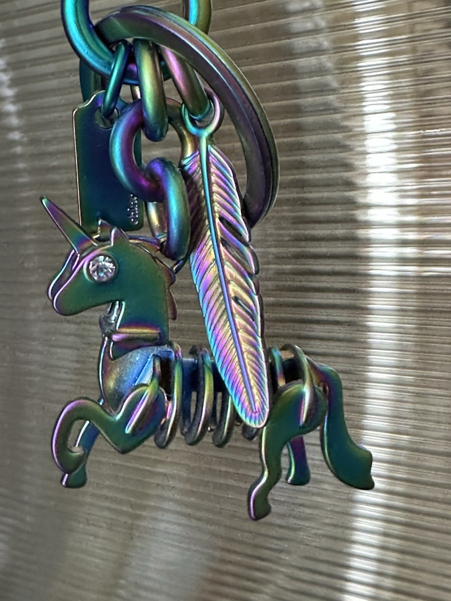 COACH UNICORN FEATHER RAINBOW OIL SLICK HOLOGRAM BAG CHARM