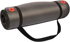 1/2 Inch Non-Slip Exercise Mat with Carry Strap for Men & Women - Thick Foam Sur