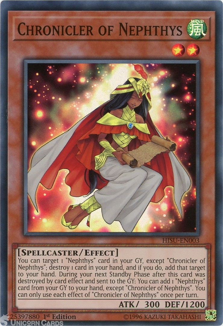 HISU-EN003 Chronicler of Nephthys Super Rare 1st Edition Mint YuGiOh Card