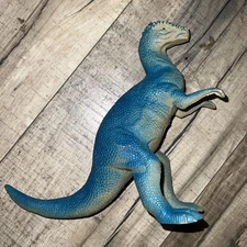 JARU Dinosaur Pachycephalosaurus Figure  Blue Green Rubber Vinyl 8" #1083