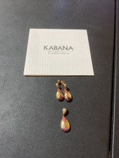 KABANA 14K PENDANT/PIERCED EARRINGS-OYSTER SHELL/MOTHER OF PEARL/DIAMOND-COA