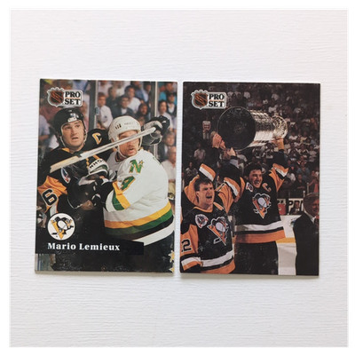 Mario Lemieux Penguins 1991 NHL Pro Set #194 #318 Conn Smythe Trophy Lot 2