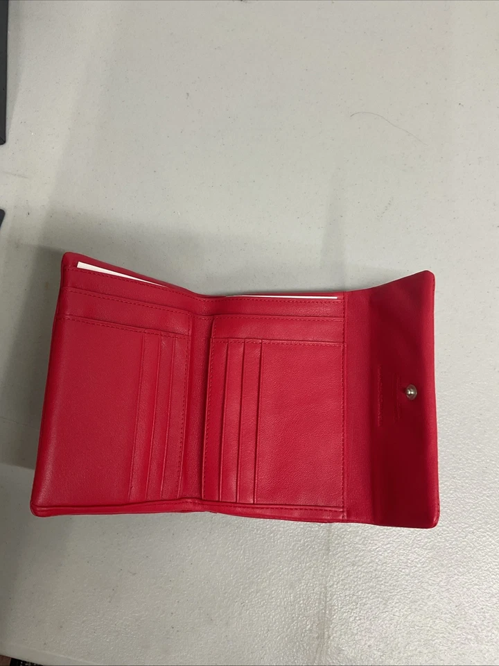 红色皮革 Francesco Biasia 钱包无标签带盒 — 第 3/4 张图片