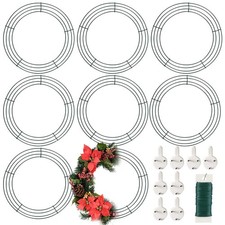 8 Pack Wire Wreath Frame 12 Inch Metal Form Ring for Crafts DIY Front Door Ch...