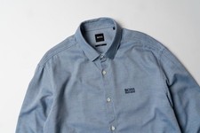 Men Hugo Boss Shirt Navy Cotton 38 / M / 46