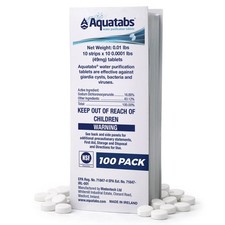 Aquatabs 49mg Water Purification Tablets. 100 Pack Expires: November 2027 