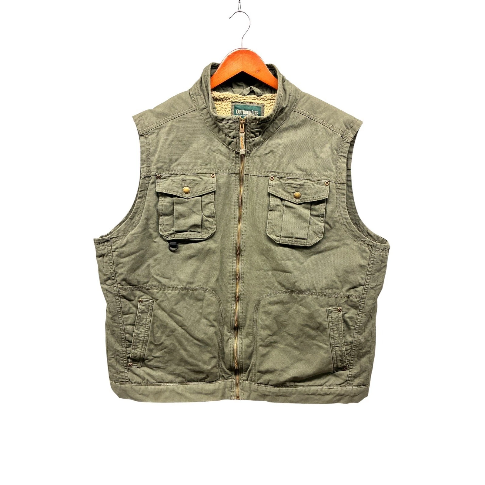 Outdoor Life Sherpa Lined Vest Men's XXL Khaki Green Utility Full Zip
Opens in a new window or tab