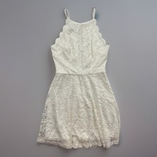 IZ Byer Dress Womens Small White Lace Spaghetti Strap Zipper Back