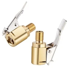 2pcs Tire Air Chuck with Clip Adapter, Brass Tire Inflation Hose Adapter with 