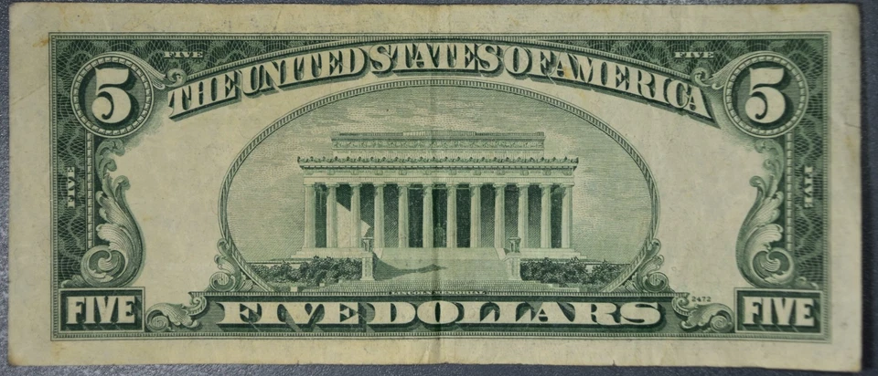 1950-E $5 FEDERAL RESERVE NOTE Boston ⭐Star Note⭐ Fr# 1966-B* Grade:  F A5640 - Image 2 of 2