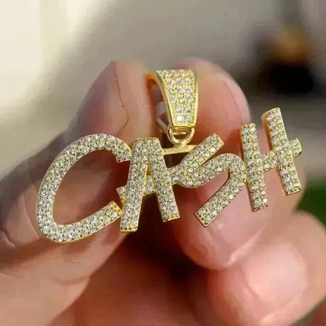 Colgante redondo en efectivo de 2,00 quilates creado en laboratorio chapado en oro amarillo de 14 k con Cha = en 18" Foto 2 de 4