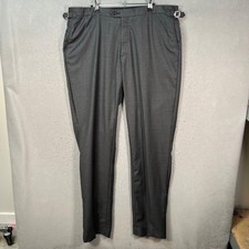 Proper Cloth Mens Size 40 x 38 Gray Wool Dress Pants Adjustable Waist