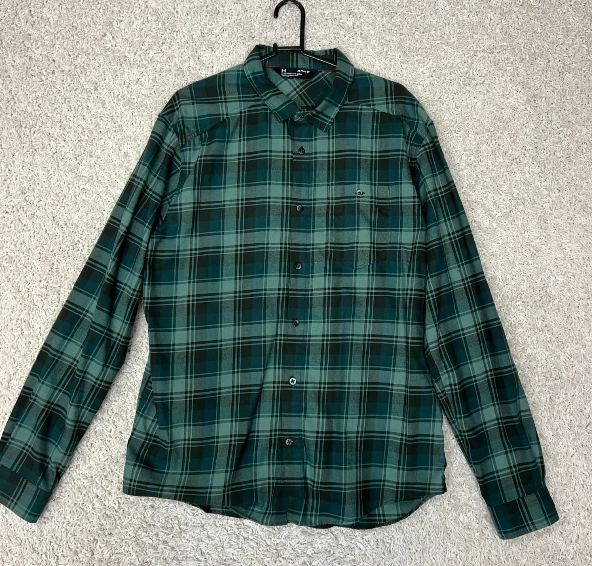 Under Armour Flannel Shirt Mens Extra Large XL Green Plaid Outdoor