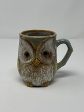 Burton  Burton Wise Owl Coffee Mug Ceramic Brown Green Owl Sculpted Feathers