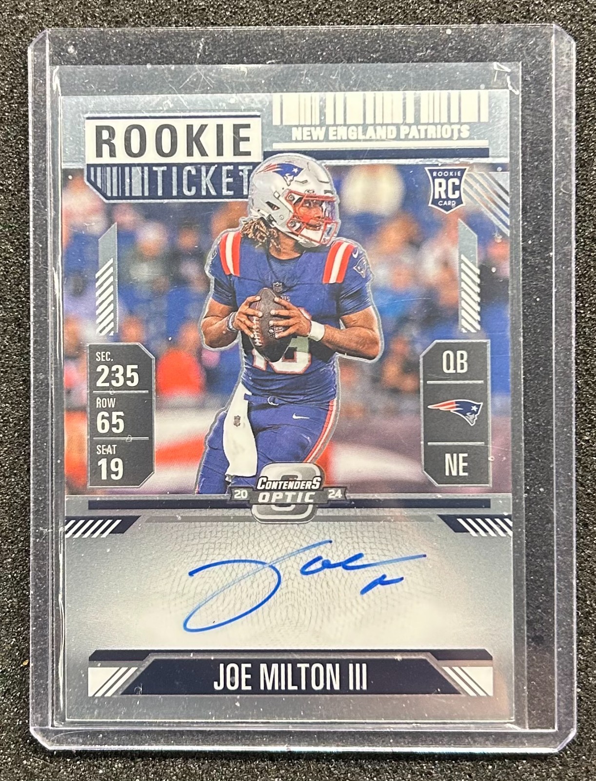 JOE MILTON III 2024 CONTENDERS OPTIC ROOKIE TICKET B RC AUTO Q5997