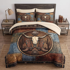 Queen Comforter Set with Sheets, 7 Pieces Western Cowboy Bedding Bed in a Bag