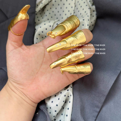 Schiaparelli Textured Nail Claw Finger Armor Ring Five-piece Set Adjustable