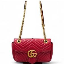 Gucci Chevron Small Gg Marmont Red Calfskin sa053126b3r